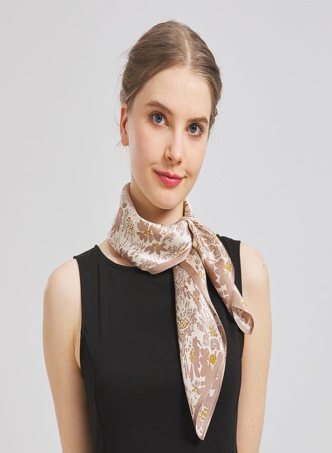 Aufeel 100% Pure Mulberry Silk Square Scarf for Hair-27''x27''- Women Silk Neckerchief Head Wrap Scarf(Fall) - Image 2